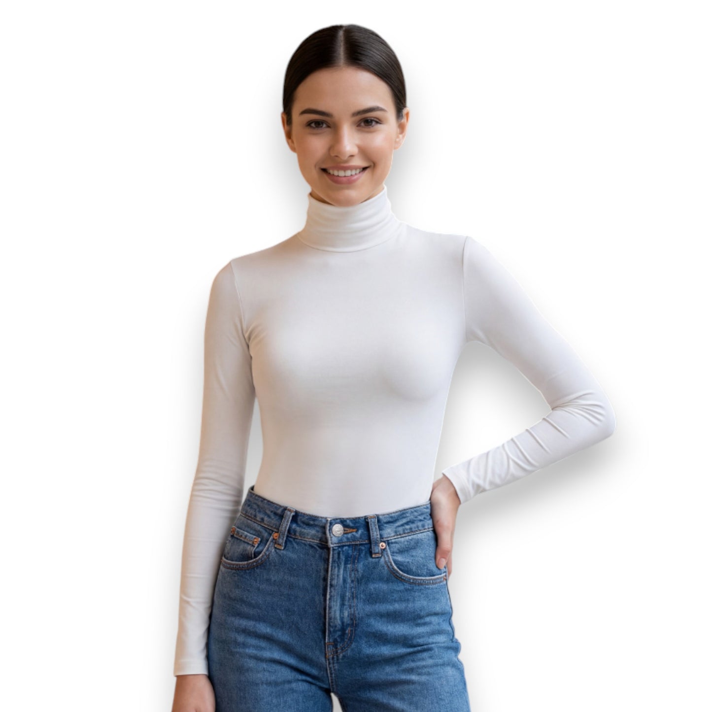 Playera de microfibra cuello alto manga larga unitalla Dama #401 Catherine