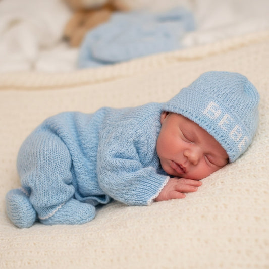 Traje tejido económico de 4 piezas para recién nacido unitalla varios colores