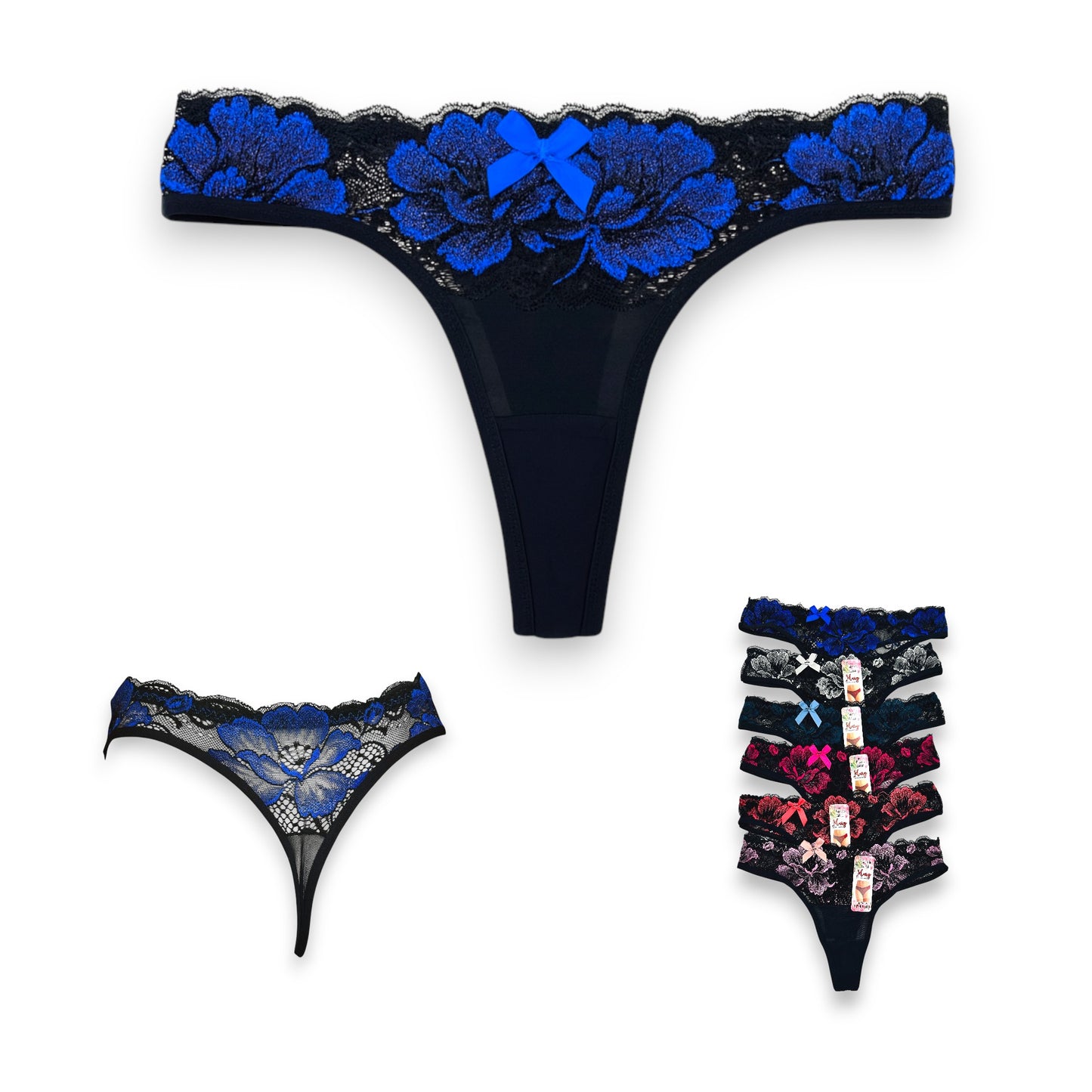 Tanga de encaje surtida unitalla dama #T32 Mary Paquete de 6