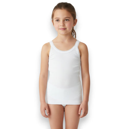 Camiseta inter tirante delgado blanca infantil niña Vianey paquete de 6