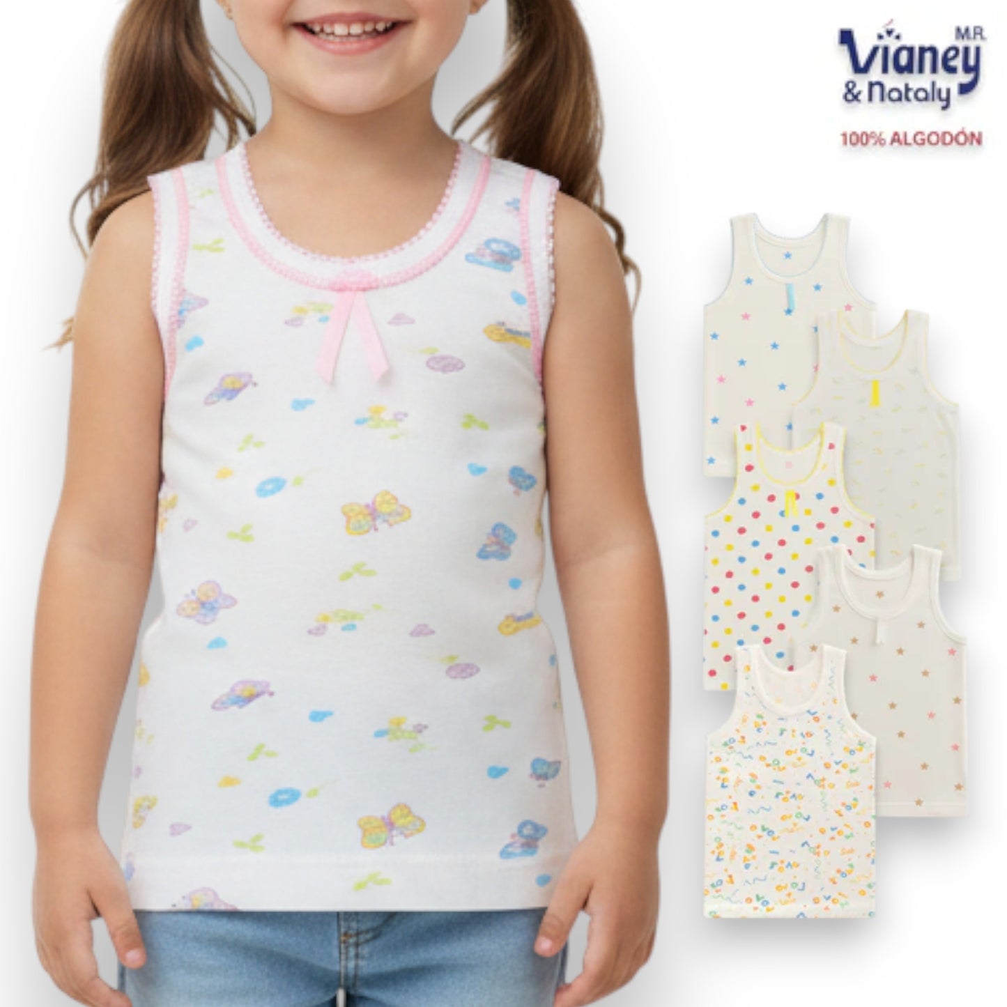 Camiseta estampada infantil niña Vianey paquete de 6