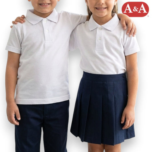 Playera polo escolar inter blanca unisex infantil AYA