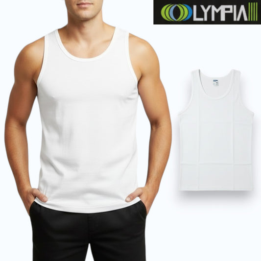 Camiseta de algodón lisa blanca caballero #3000 Olympia