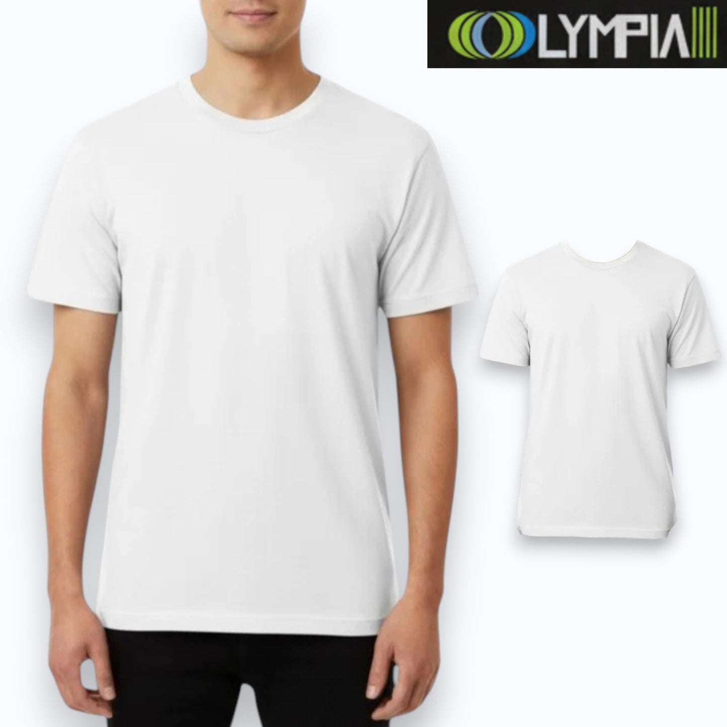 Playera de algodón cuello redondo manga corta blanca caballero #5050 Olympia