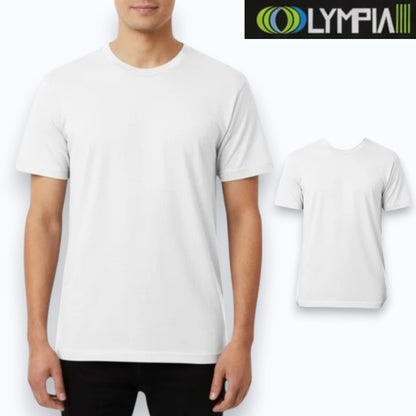 Playera de algodón cuello redondo manga corta blanca caballero #5050 Olympia