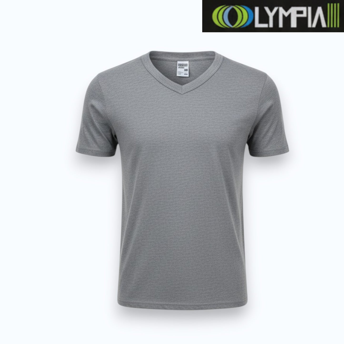 Playera de algodón cuello V manga corta lisa gris caballero #5021 Olympia