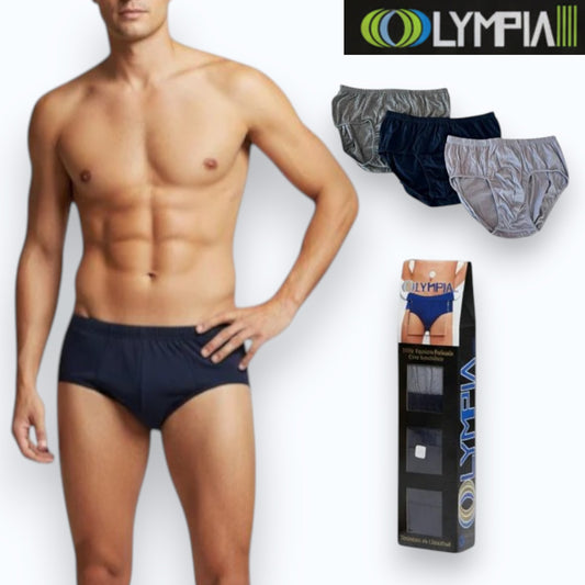 Bikinis lisos de 100% algodón caballero Olympia pack de 3 piezas