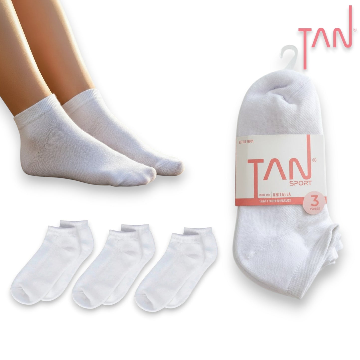 Tin deportivo media felpa unitalla dama #8001 TAN paquete de 3