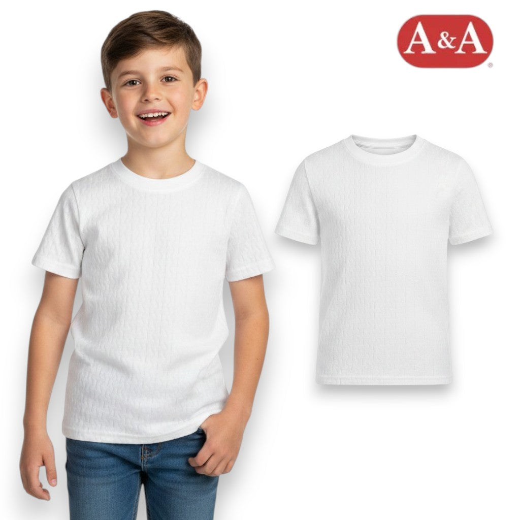 Playera manga corta rombos blanca infantil AYA