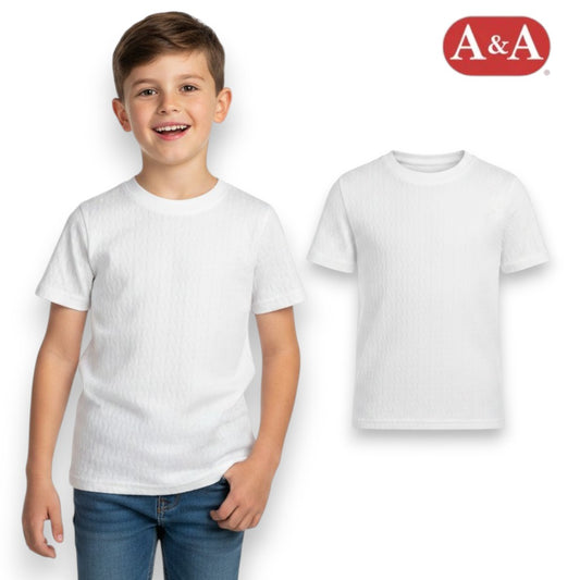 Playera manga corta rombos blanca infantil AYA