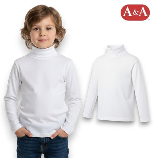 Playera inter cuello ruso manga larga blanca unisex infantil AYA