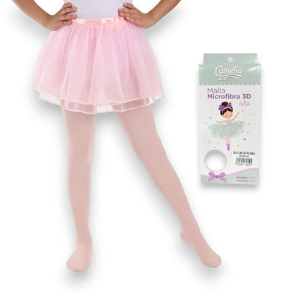 Malla lisa de microfibra 3D económica para ballet niña #3109 Camelia