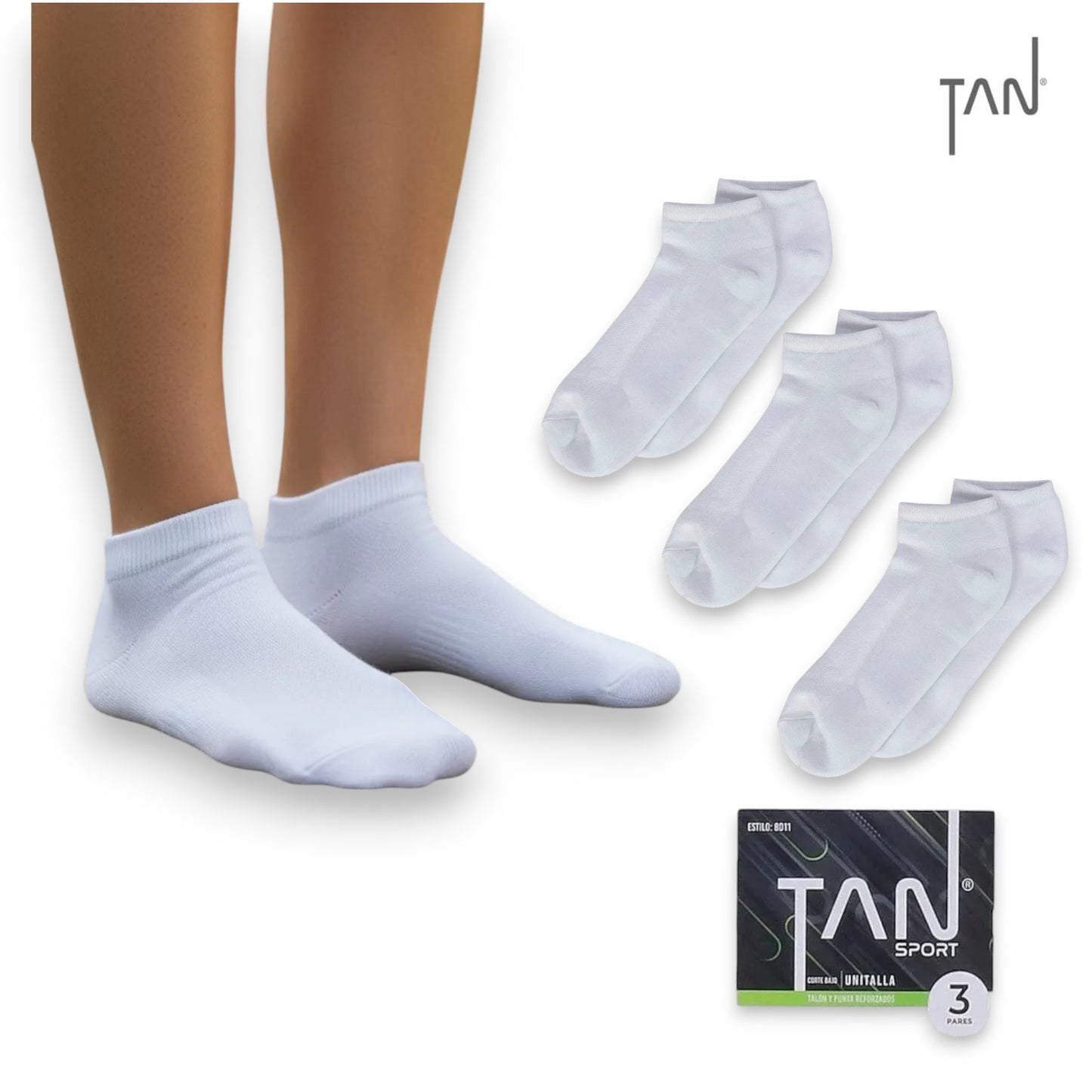 Tin deportivo media felpa caballero #8011 Tan paquete de 3