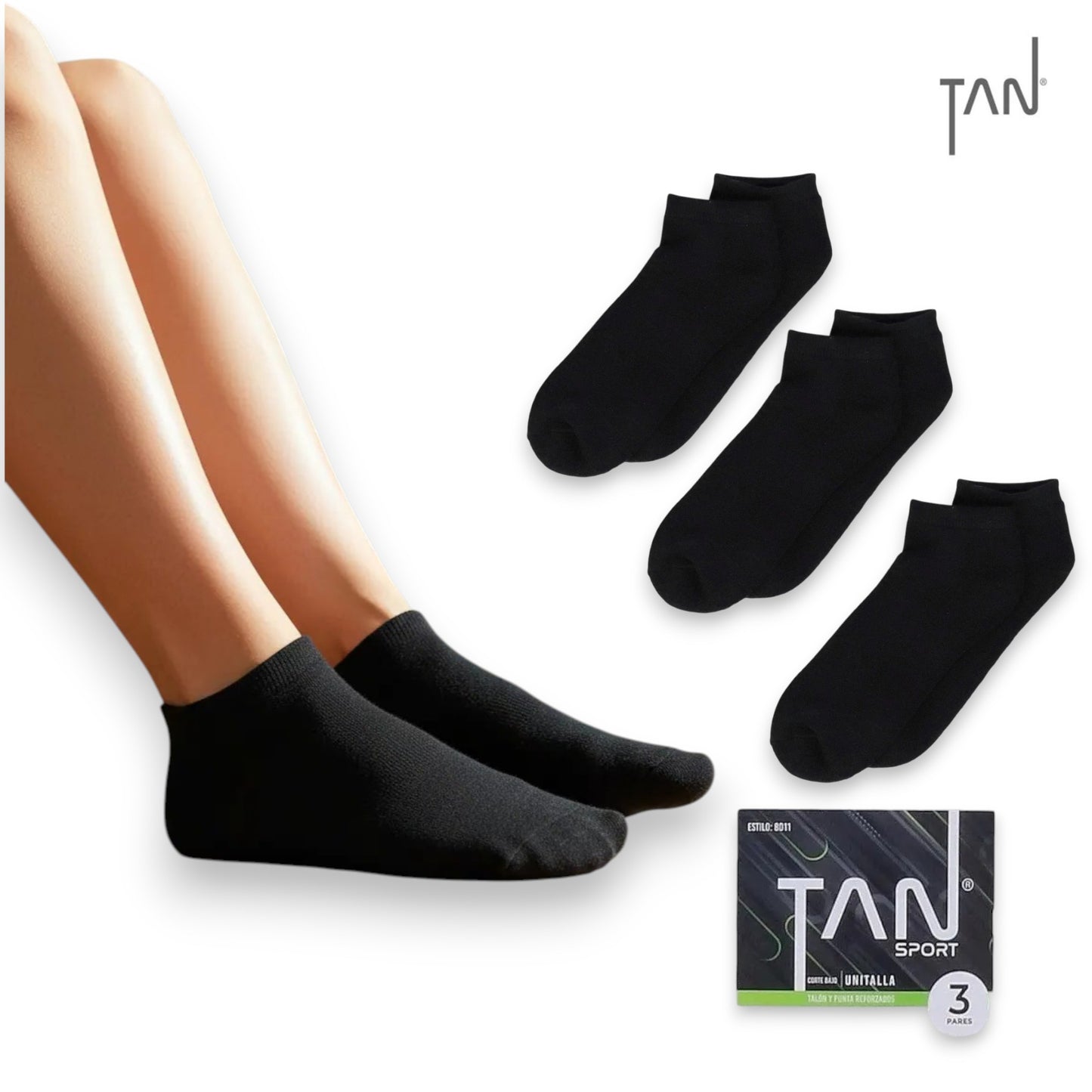 Tin deportivo media felpa caballero #8011 Tan paquete de 3