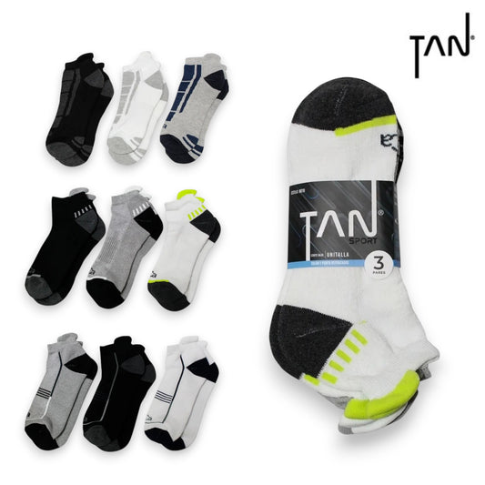 Tin deportivo talón alto caballero #8010 Tan paquete de 3