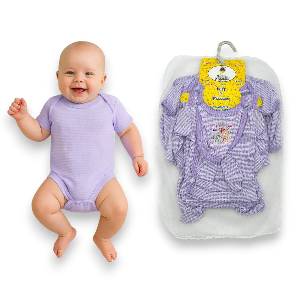 Kit 7 piezas de algodón para recién nacido Angelito