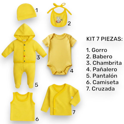 Kit 7 piezas de algodón para recién nacido Angelito