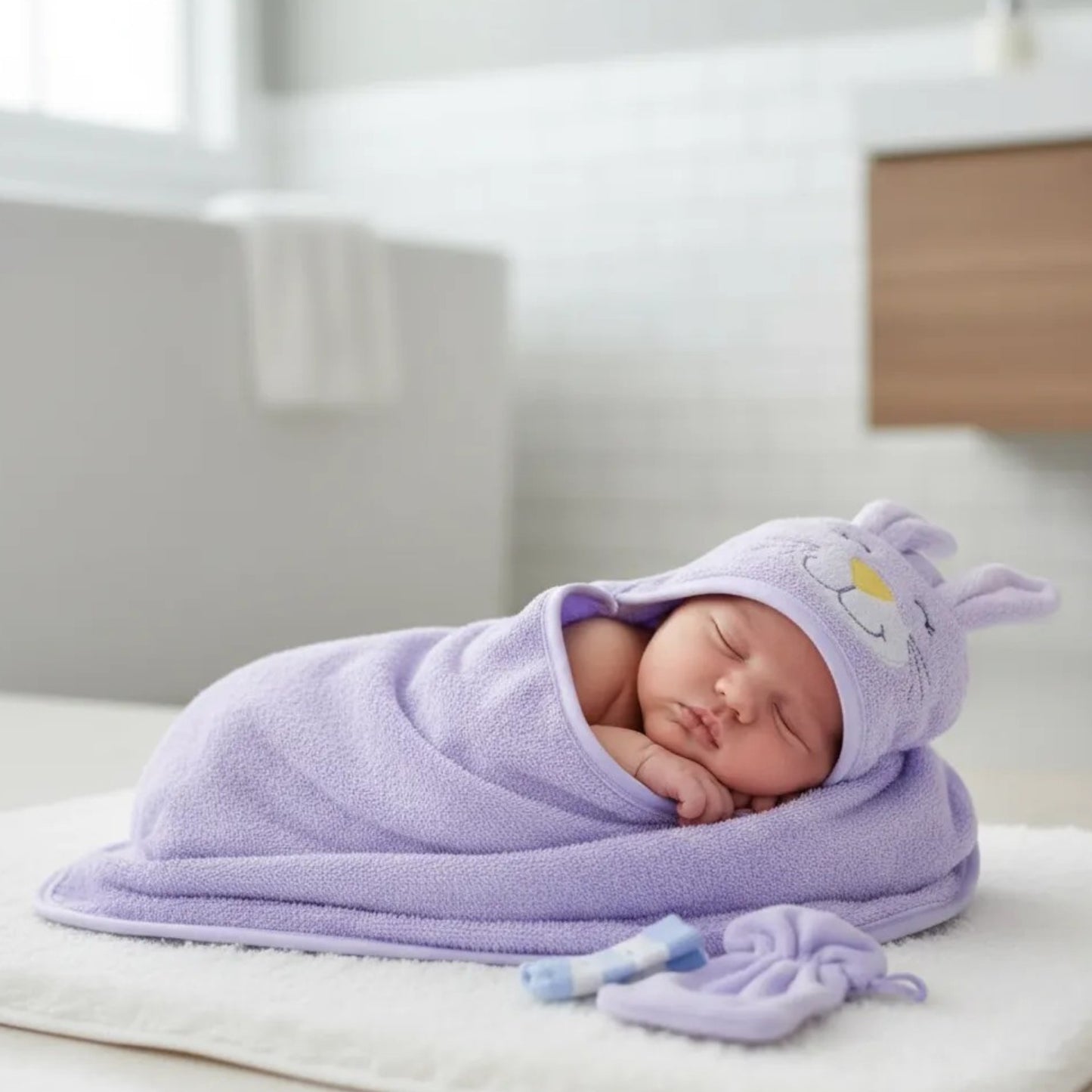 Set salida de baño con capucha para bebé Cuatitos