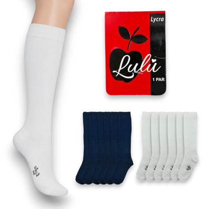 Calceta escolar lisa lycra Lulu paquete de 12