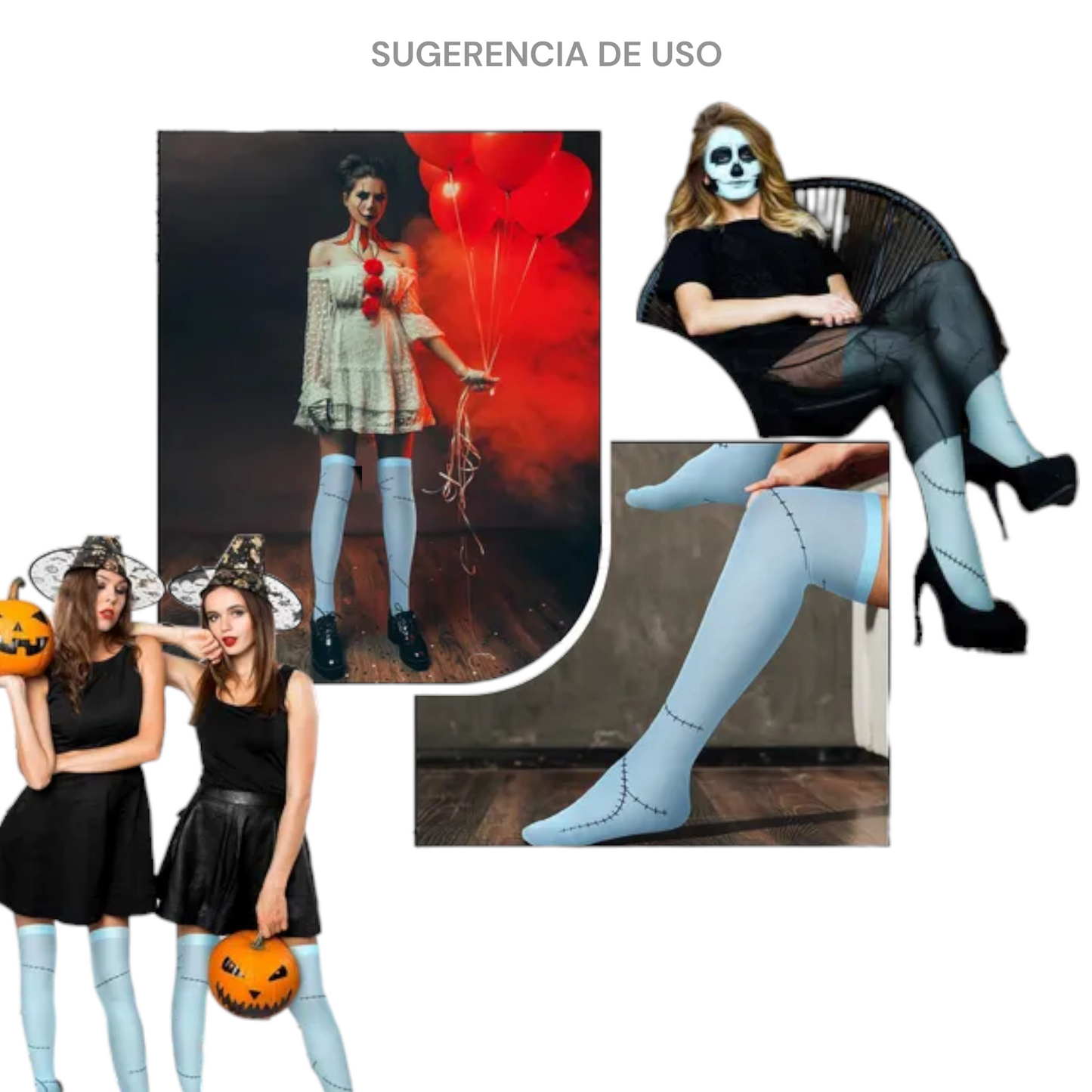 Calceta medieta halloween sally muñeca unitalla Leka