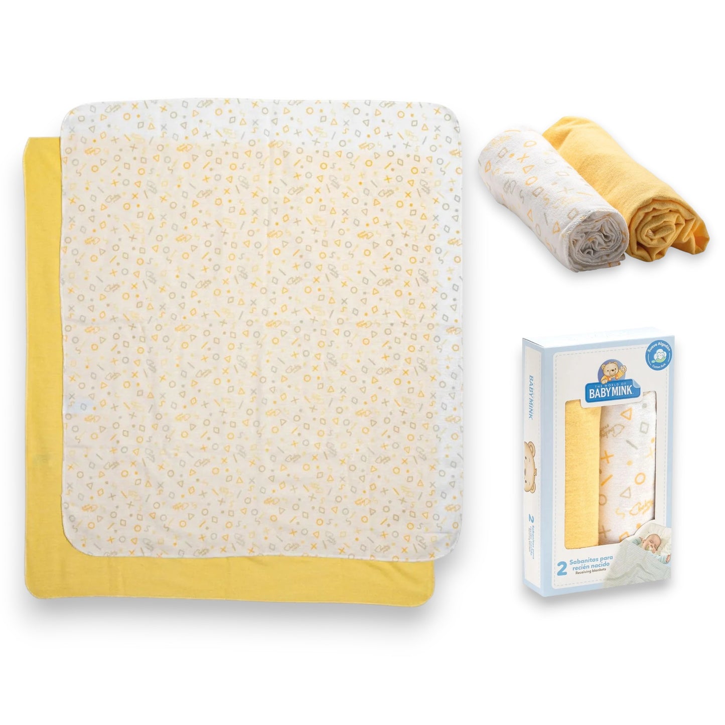 Duo de sábanas de franela de algodón multiusos para recién nacido #080 Baby Mink