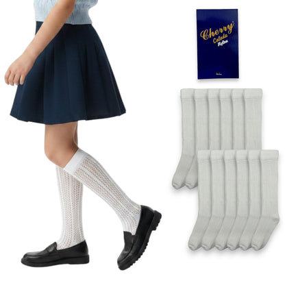 Calceta escolar calada nylon cherry paquete de 12