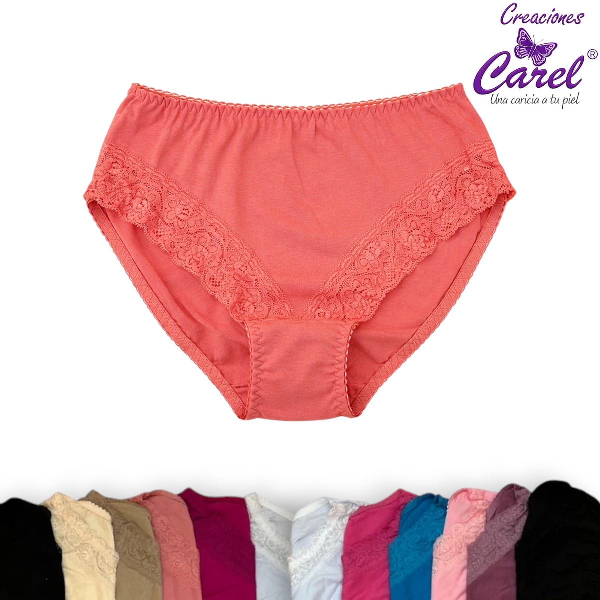 Pantaleta corte francés encaje en pierna surtida Carel paquete de 12