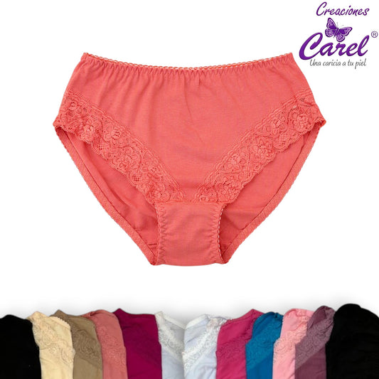 Pantaleta corte francés encaje en pierna surtida Carel paquete de 12