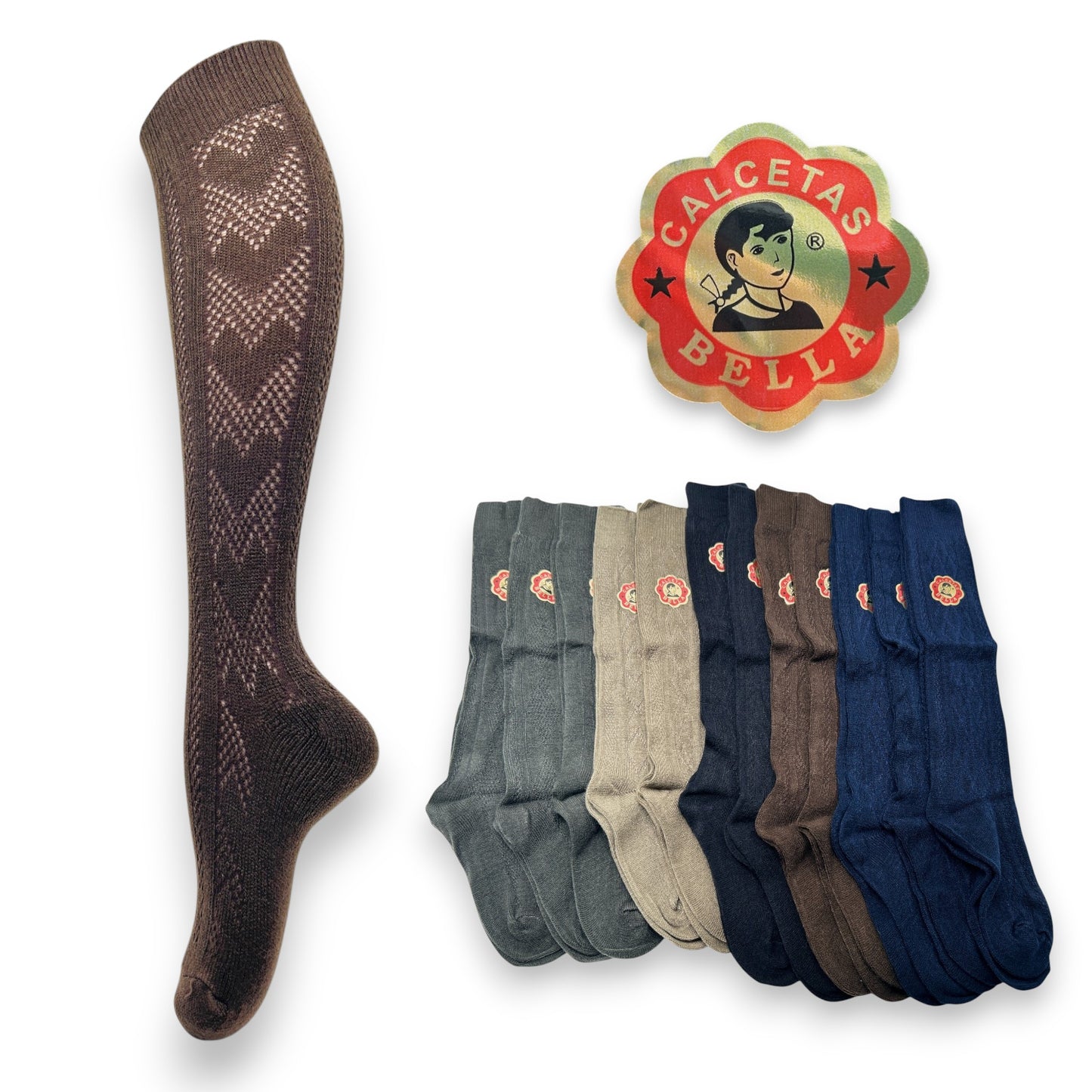 Calceta corta calada surtida para señora unitalla Oslo Bella paquete de 12