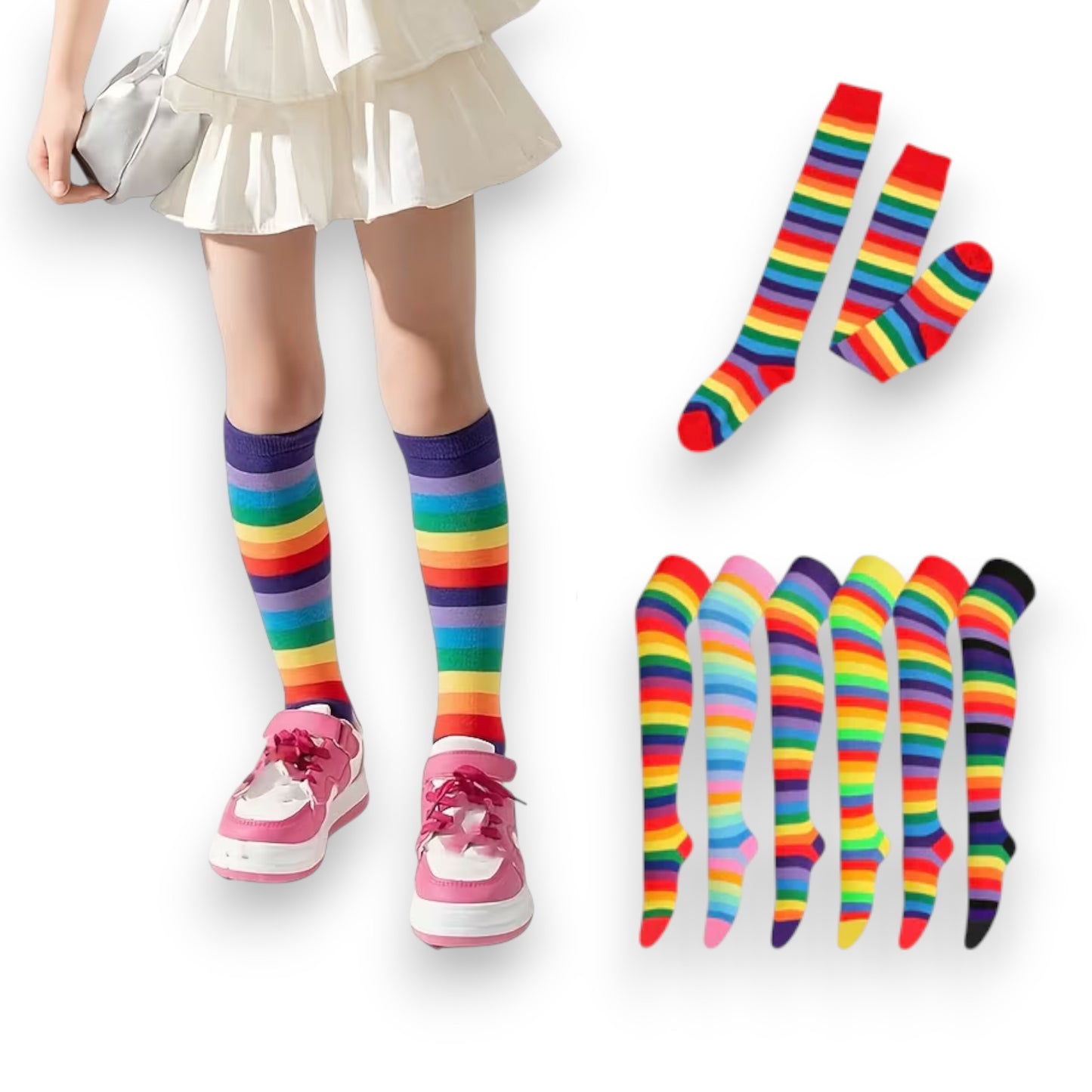 Calcetas medietas rayadas payaso surtidas varias tallas Leka paquete de 6