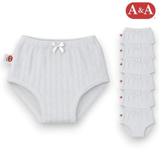 Pantaleta rombos blanca niña AYA paquete de 6