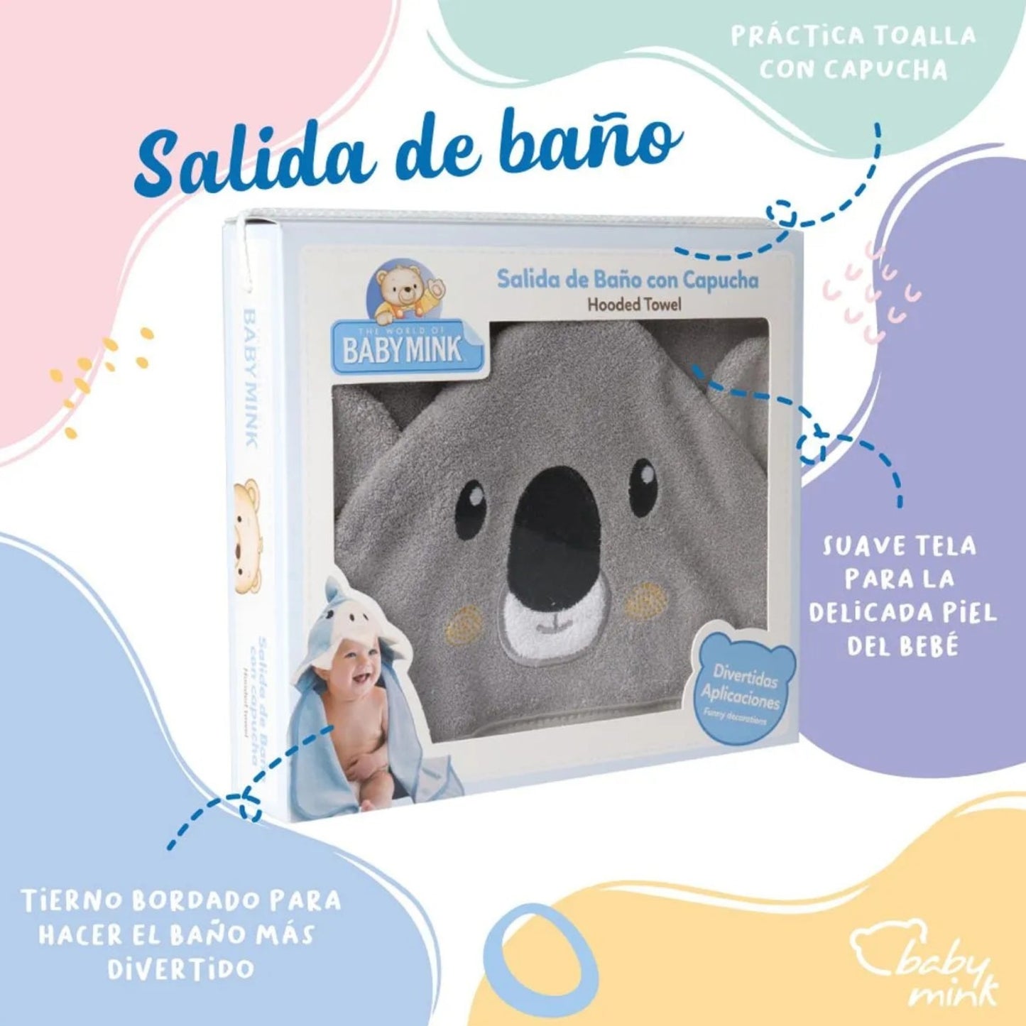 Salida de baño con capucha animales #201 Baby Mink