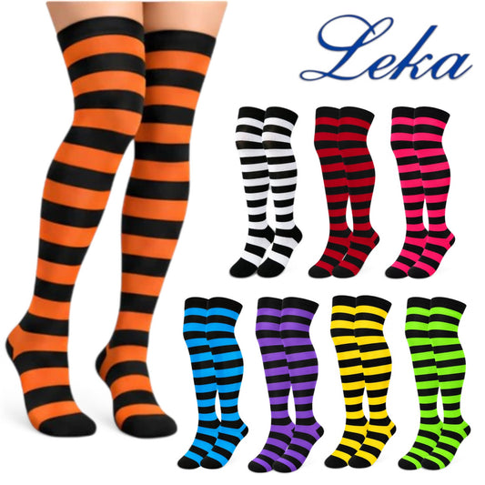 Calceta medieta rayada halloween unitalla Leka