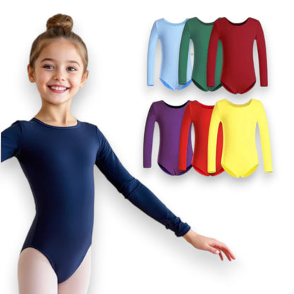 Leotardo de algodón manga larga niña