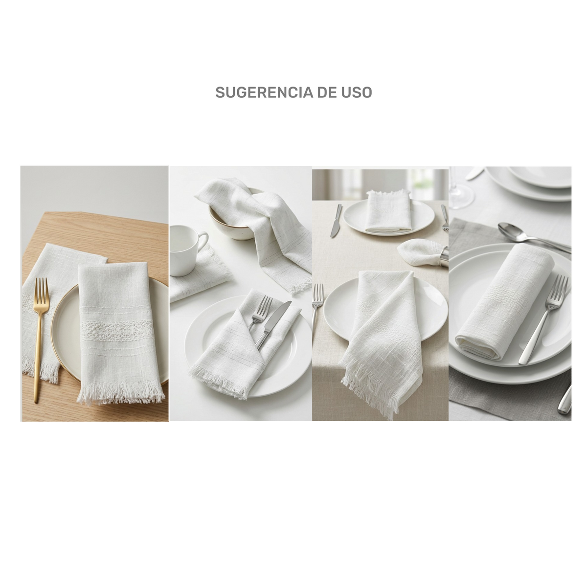 Servilletas blancas con detalle plata paquete de 12