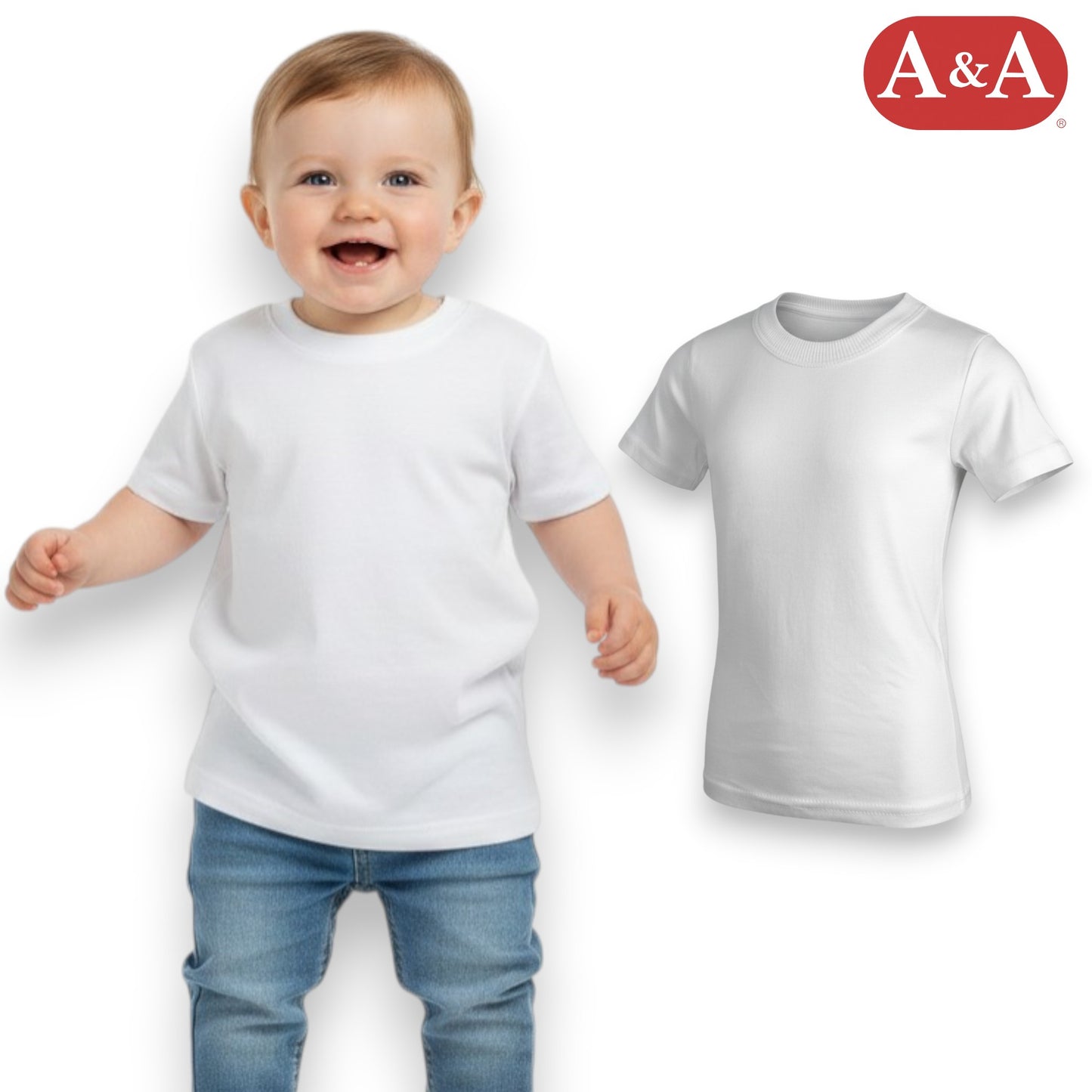 Playera manga corta inter blanca unisex bebé AYA