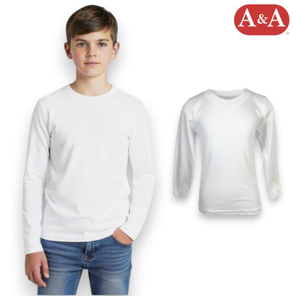 Playera inter cuello redondo manga larga blanca unisex infantil AYA