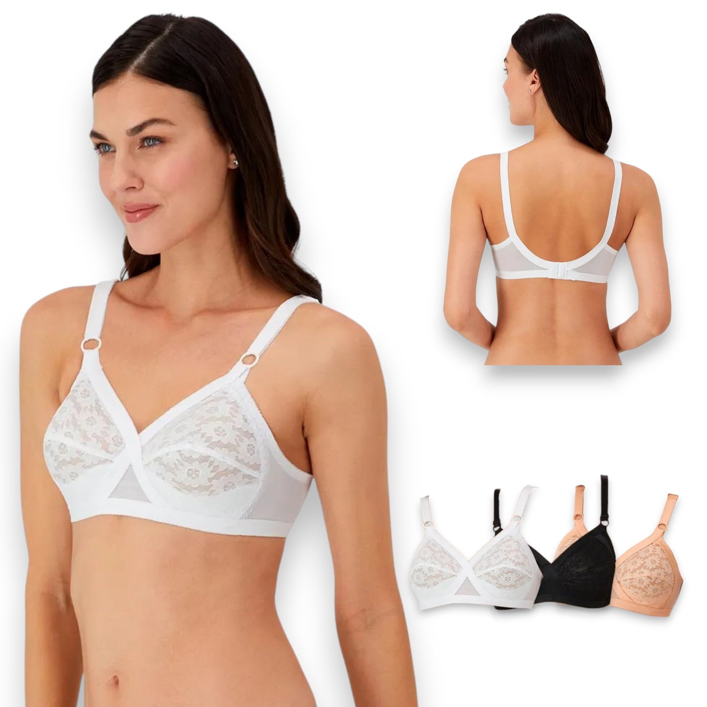 Brasier con encaje clásico criss‑cross sin varilla dama #152 Playtex