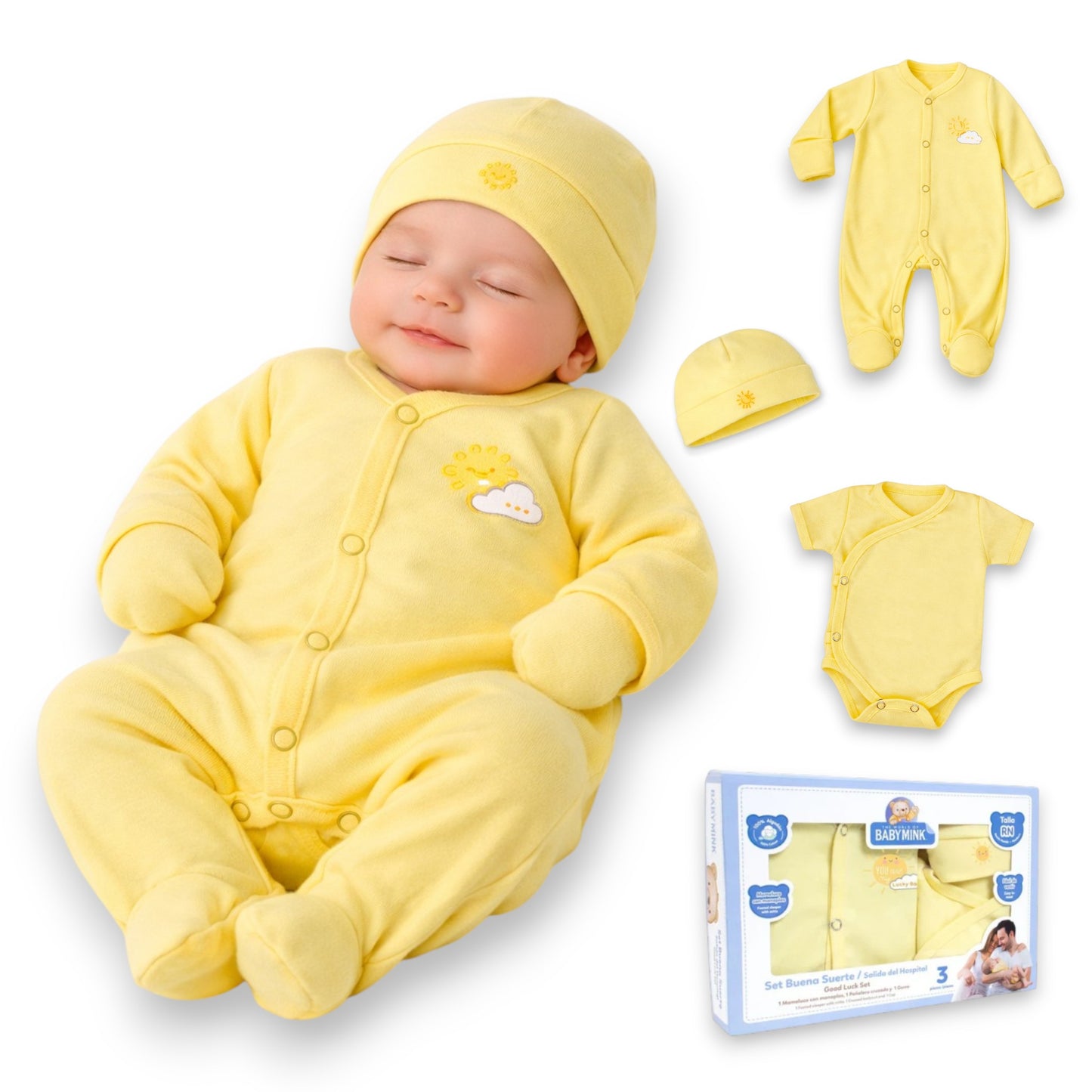 Set Buena Suerte recién nacido hospital Baby Mink