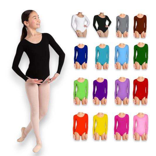 Leotardo de algodón manga larga niña