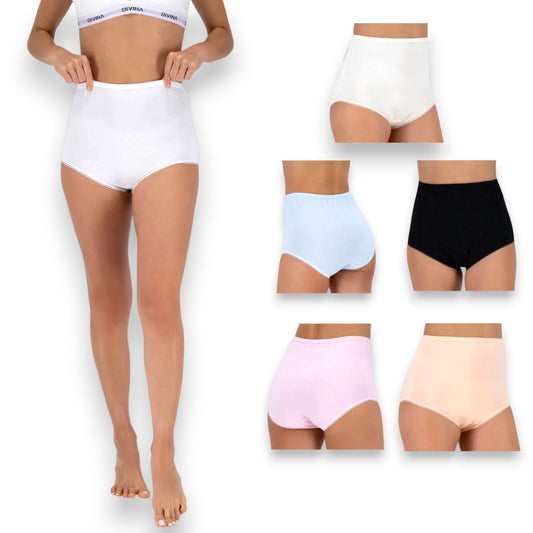 Pantaleta completa 100% algodón surtida #100-101 dama Divina paquete de 6