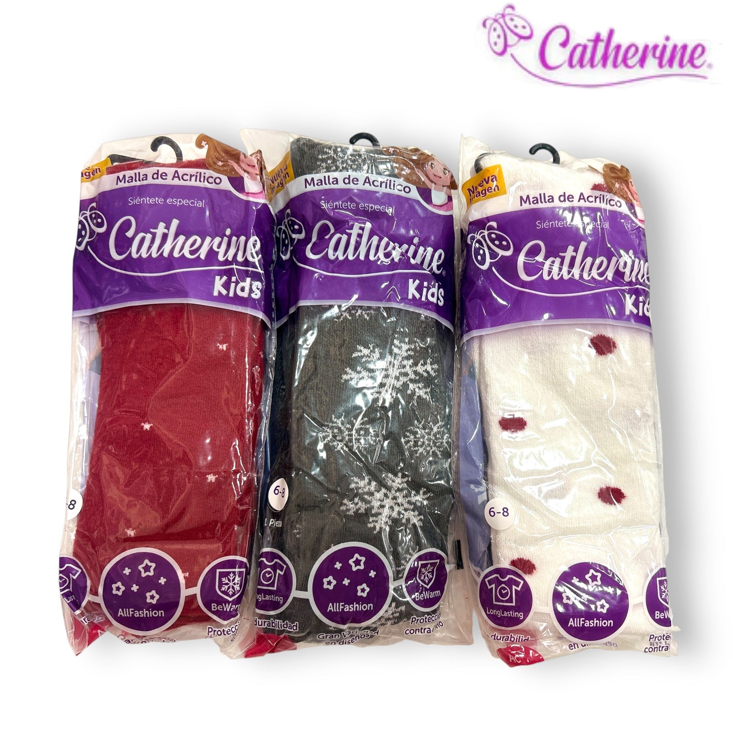 Malla estampada navideña de acrilán gruesa infantil Catherine paquete de 3