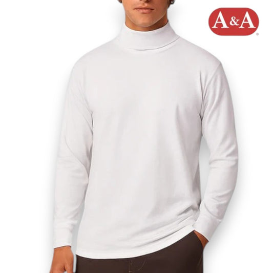 Playera cuello ruso manga larga blanca unitalla caballero AYA