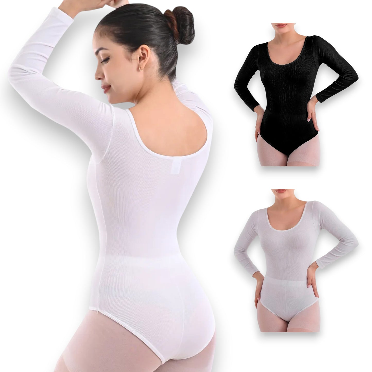 Leotardo de nylon manga larga dama