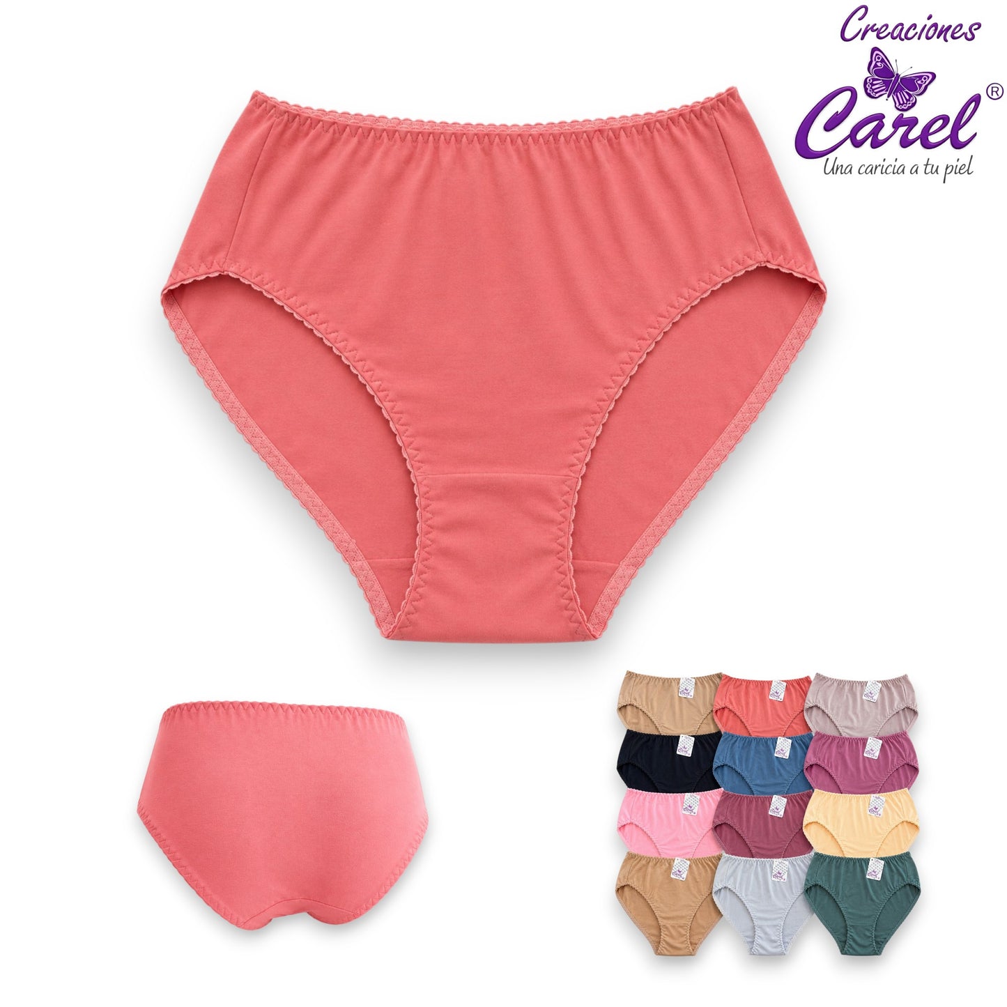 Pantaleta corte francés lisa surtida M/G Carel paquete de 12