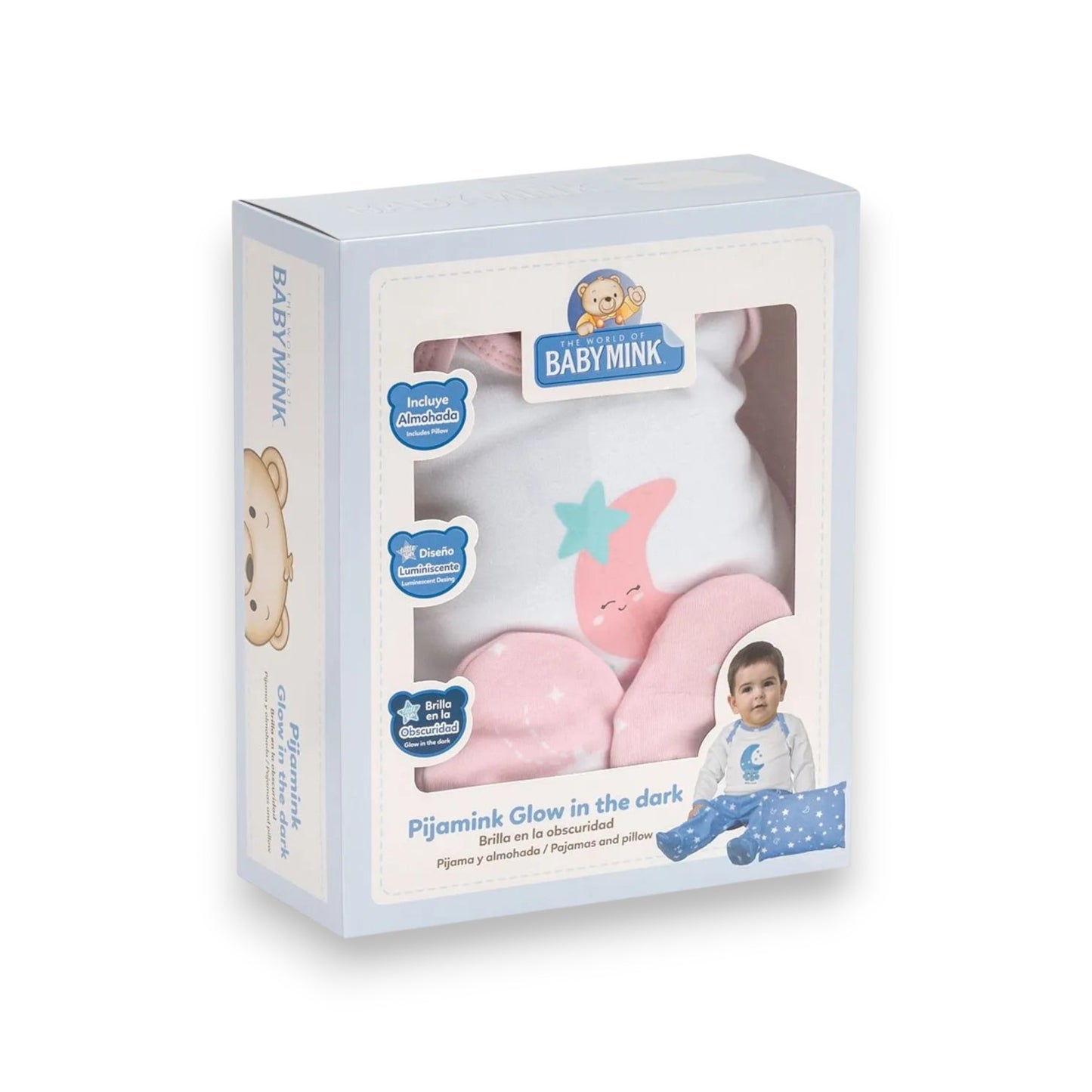 Set de Pijama y Almohada que Brilla en la Oscuridad Baby Mink