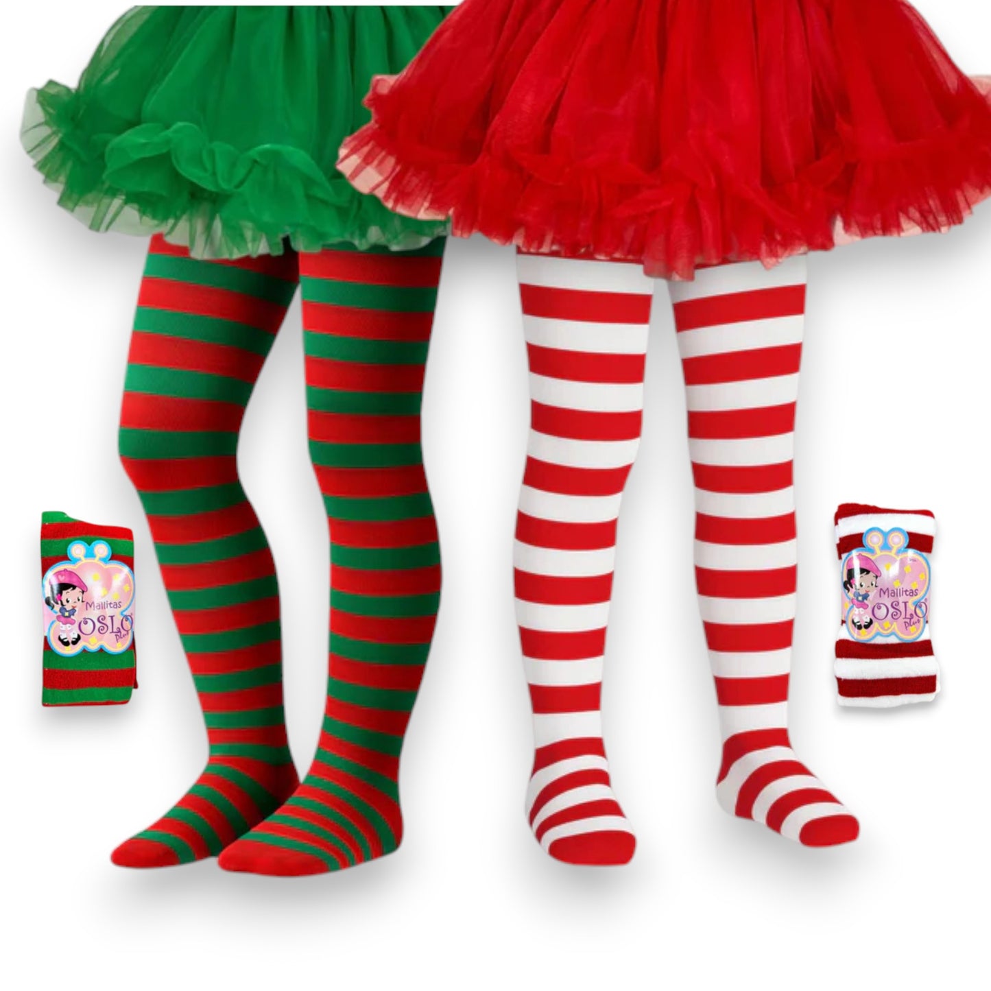 Malla de acrilán navideña rayada niña Oslo