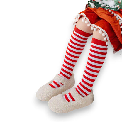 Calceta medieta navideña rayada infantil Leka