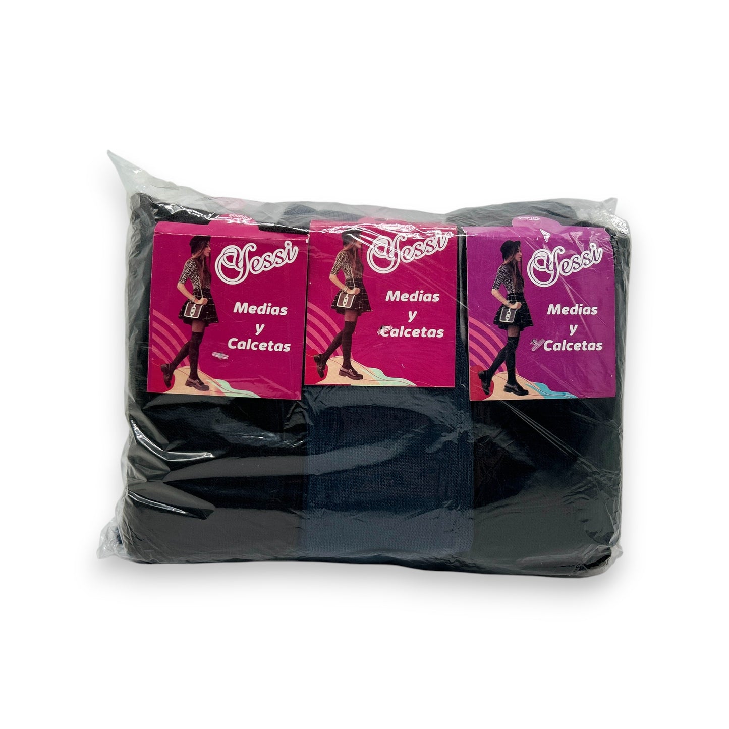 Calceta lisa surtida para señora unitalla Yessi paquete de 12