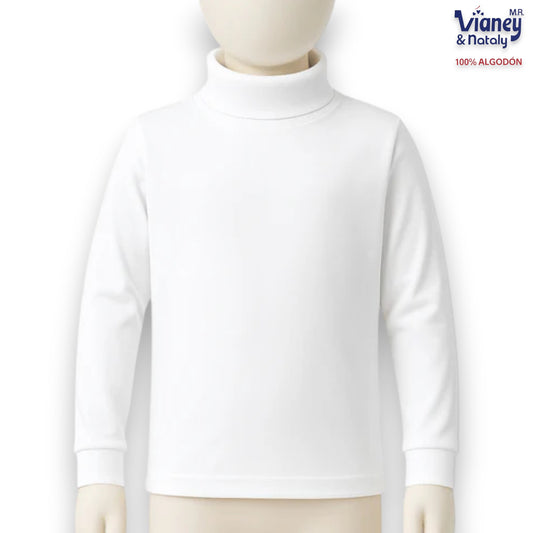Playera manga larga cuello ruso inter blanca unisex infantil Vianey